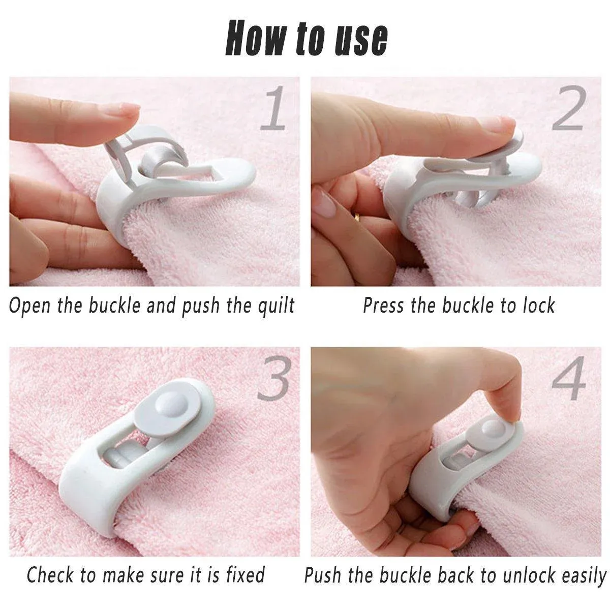 10/20pcs Quilt Retainer Cover Clips Invisible Needle-Free Thumb Buckle Bedding - Pink+Green-20PCS — image 5