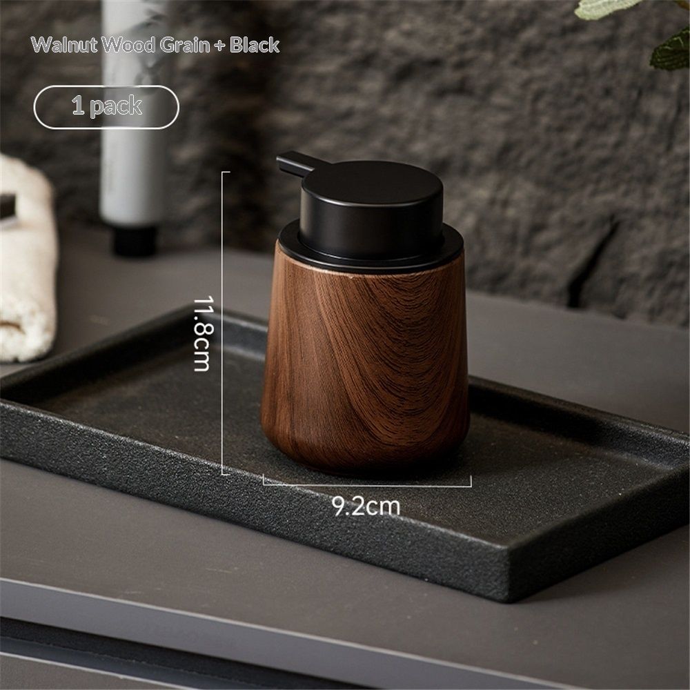 Lotion Dispenser - 250ML Refillable Hand Soap Dispenser Bathroom, Modern Liquid Soap Dispenser with Pump, Dish Dispenser for Kitchen,Walnut wood grain — image 5
