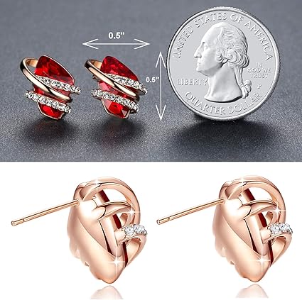 Infinity Love Heart Birthstone Earrings for Women, Crystal Stud Earrings with Healing Stones, Allergy-Free Jewelry for Women with Gift Box, Silver-tone — image 2