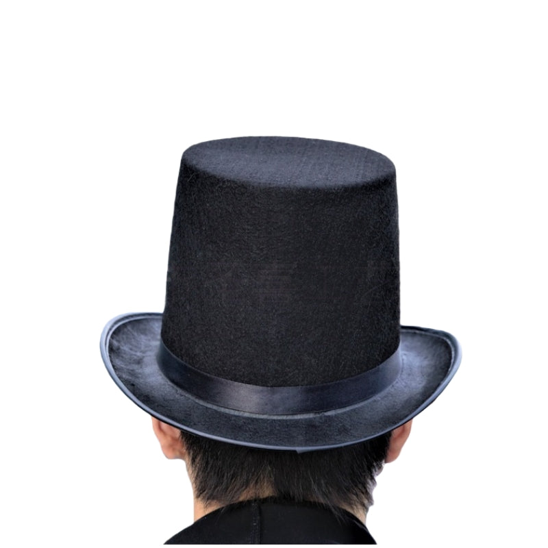 Classic Black Felt Top Hat – Vintage Elegance for Formal Wear or Costume — image 2