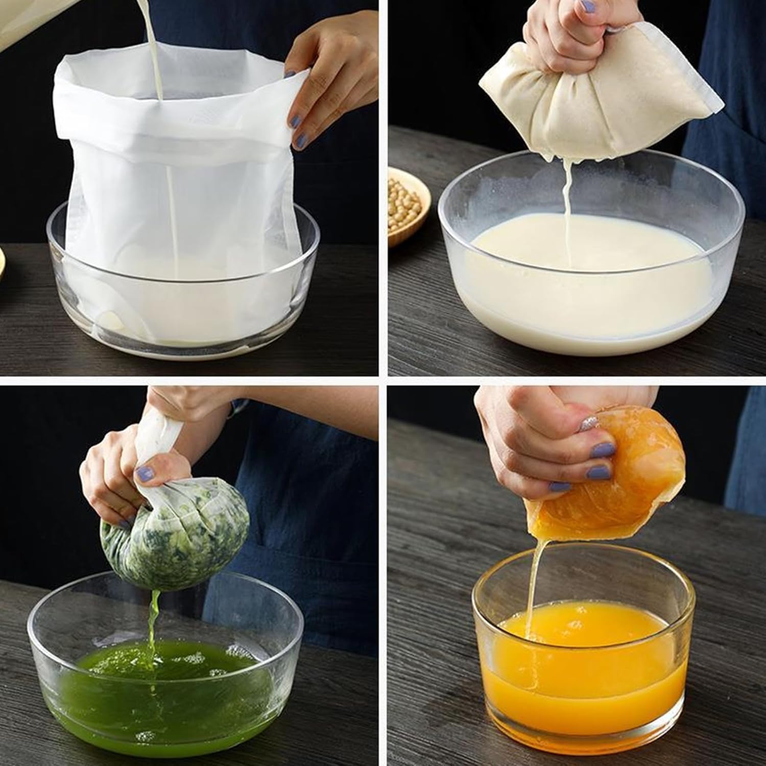 Reusable Fine Mesh Strainer Bag, Multi-Use Nylon Filter for Nut Milk Brewing & Juice Extraction, Food Grade Filtration Bag (6PCS) — image 2