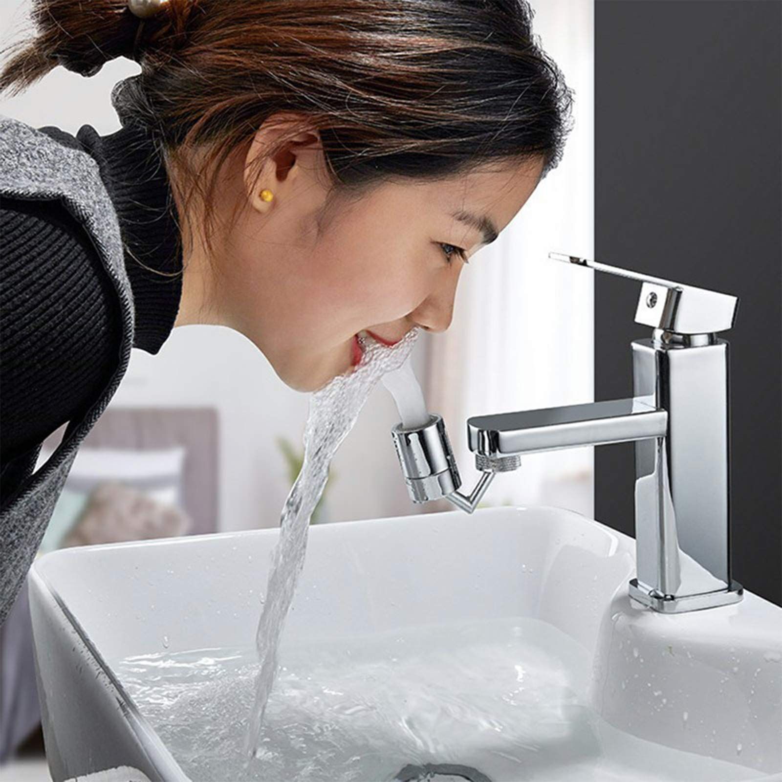 Rotating faucet aerator universal 1080 ° rotating extension faucet aerator splash proof filter kitchen washbasin faucet — image 3