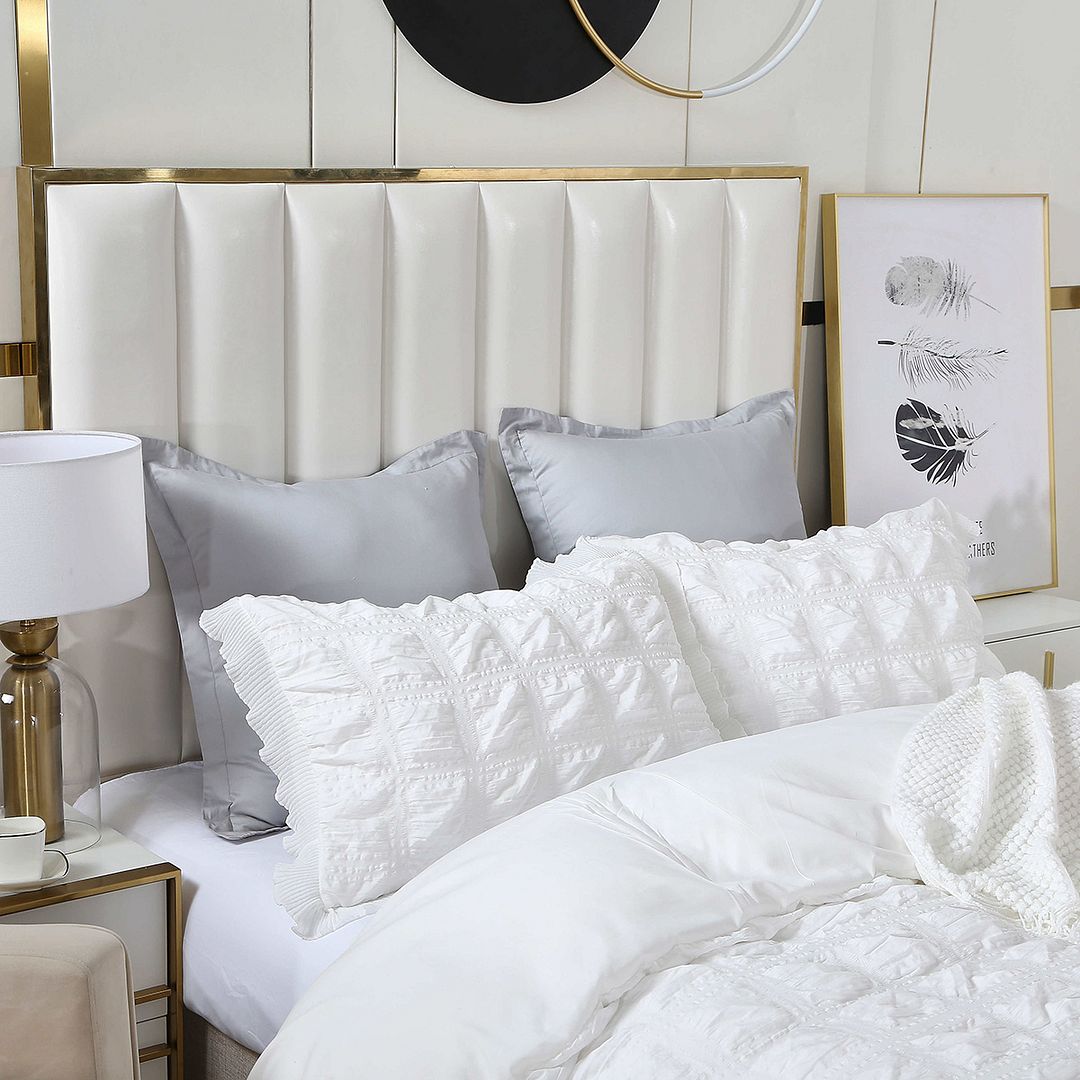 Ruffles Textured Jacquard King Size white Duvet Quilt Cover Set โ image 2
