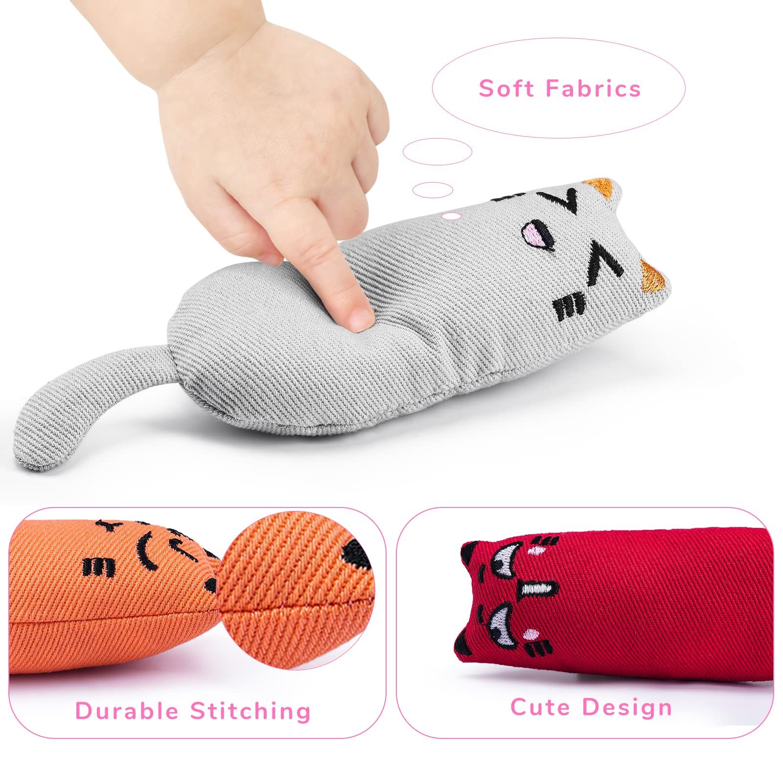 5-piece pack of bite-resistant catnip cat toys, cartoon mouse cat teething chew toys containing catnip — image 5