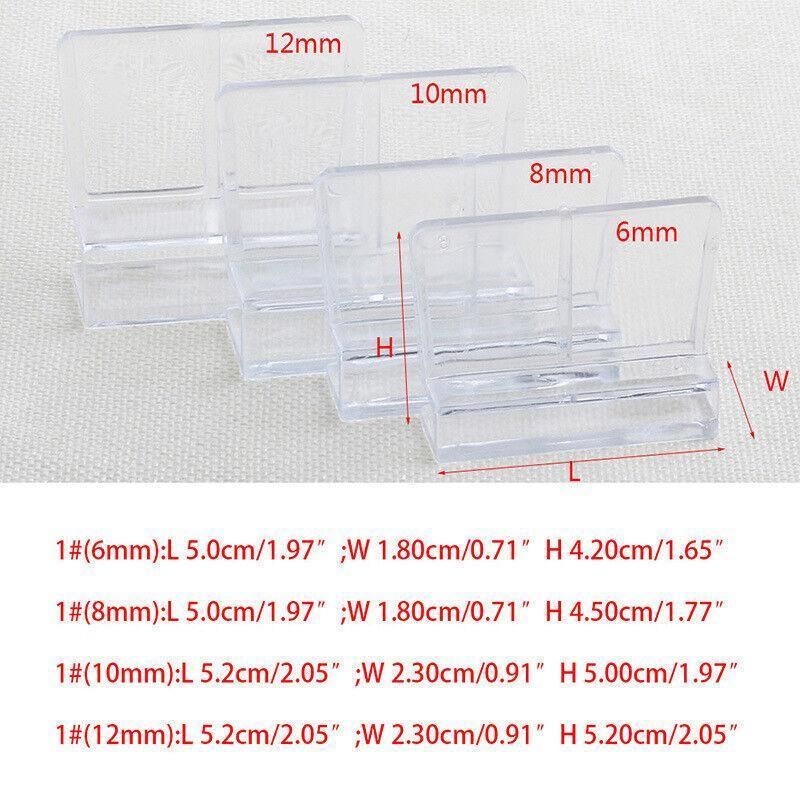 4Pcs Aquarium Fish Tank Glass Cover Support Holder Acrylic Clip Bracket 6/8/10/12mm - 8mm โ image 5