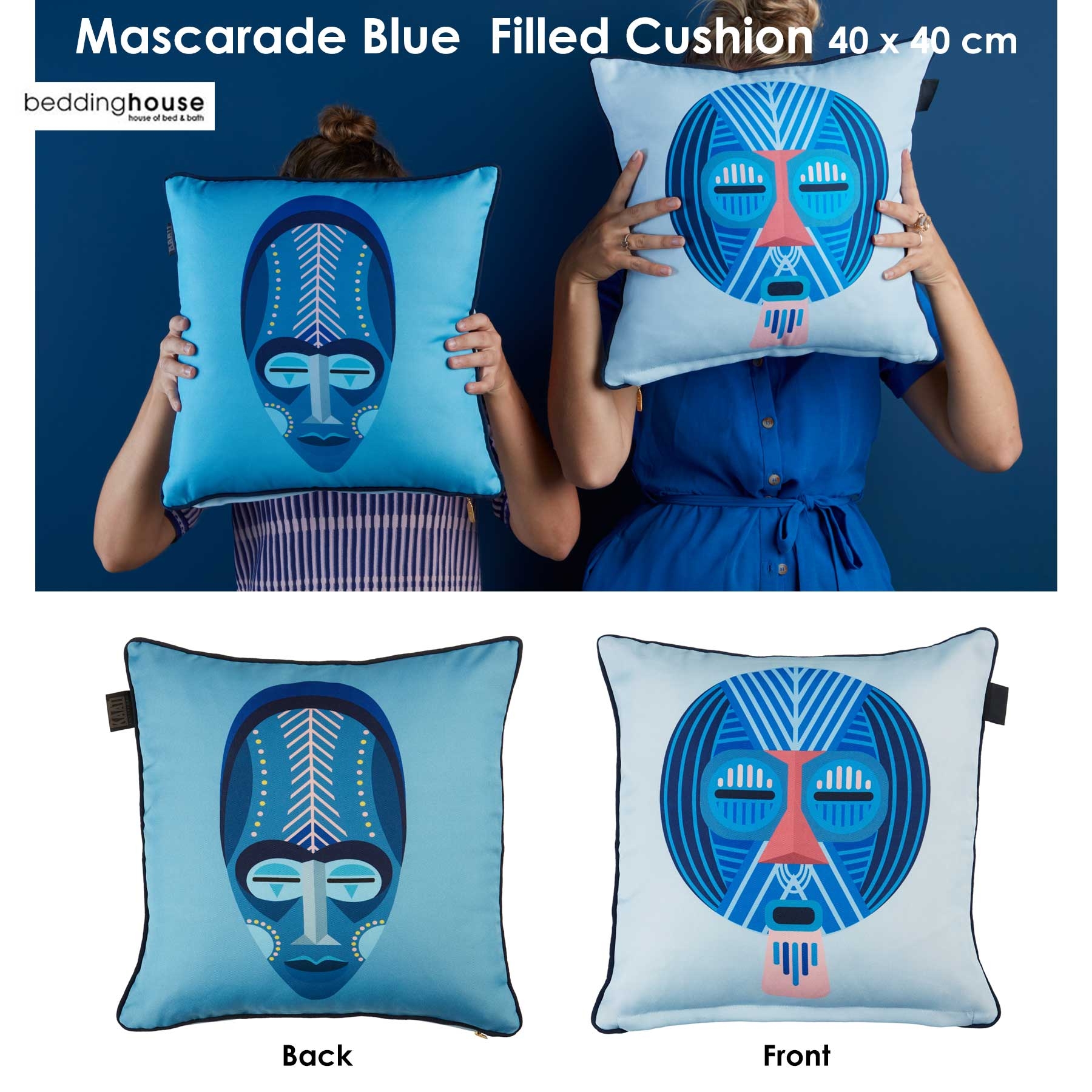 Bedding House Mascarade Blue Filled Square Cushion — image 2