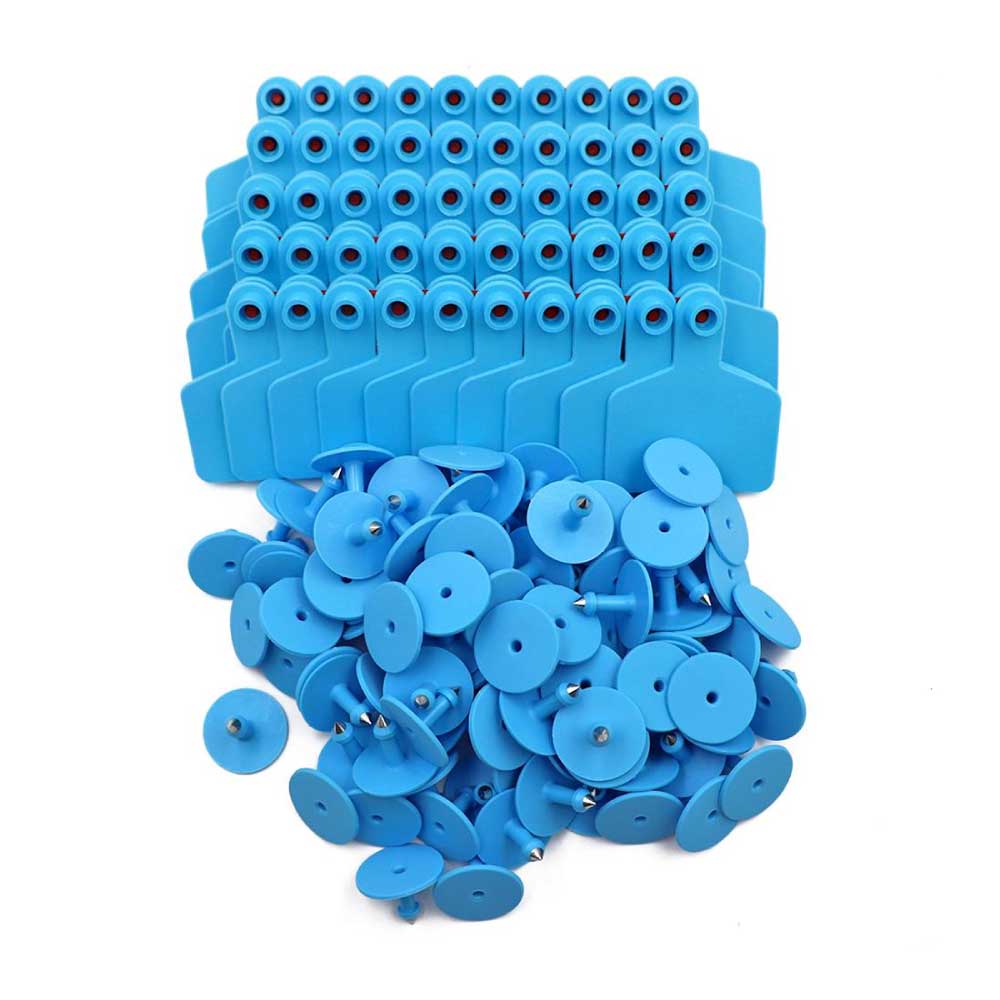 100x Cattle Ear Tags 6 × 7.5cm Set - Medium Blue Blank Cow Sheep Livestock Label