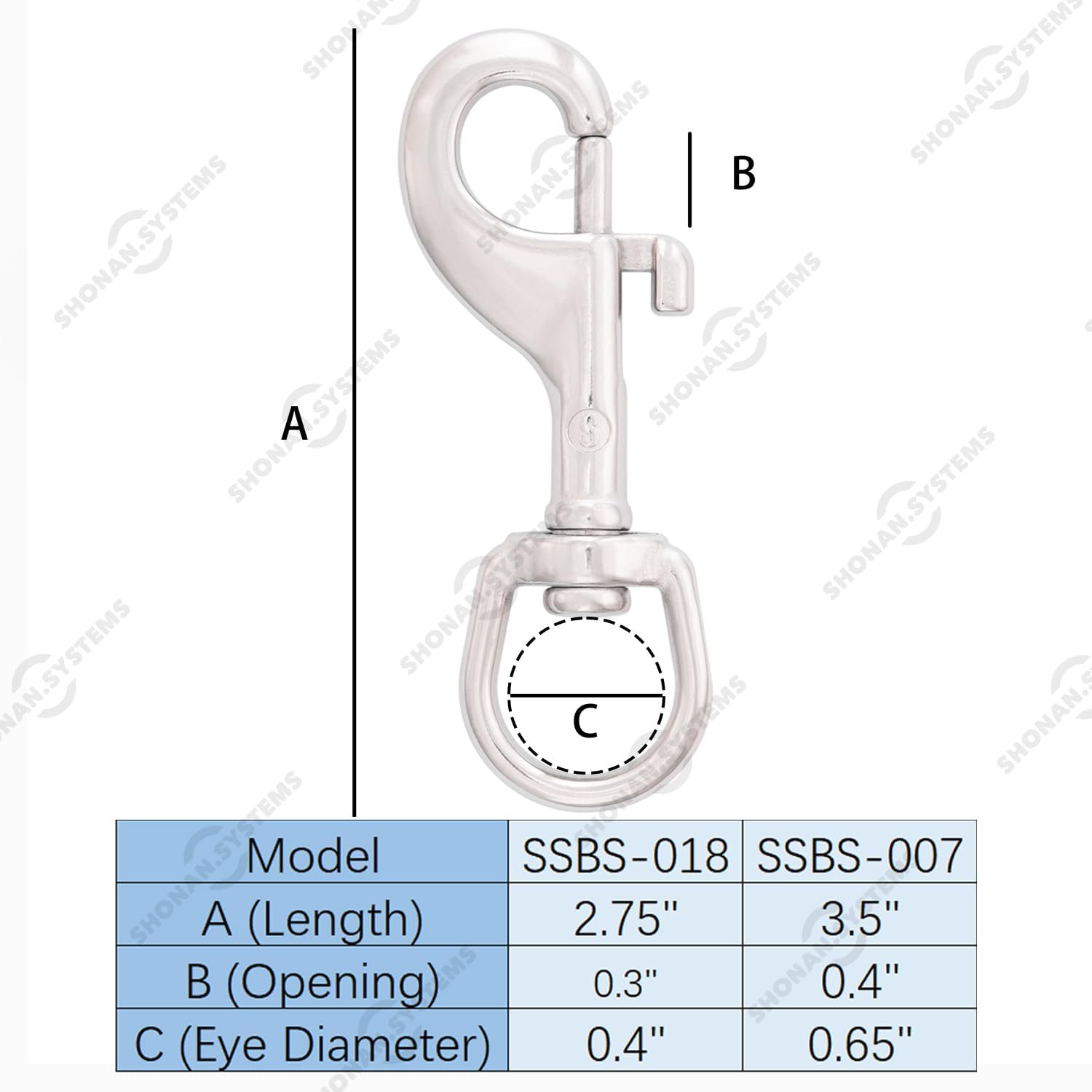 SHONAN 3.5 Inch Swivel Eye Snap Hook, 2 Pack Marine Grade Scuba Bolt Snap, Single Ended Stainless Steel Flag Clips Swivel Snaps for Scuba Diving, Flag Pole โ image 3