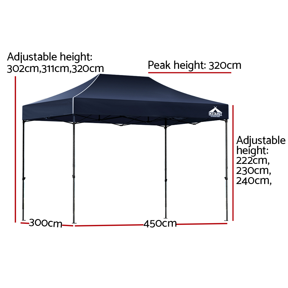 Instahut Gazebo Pop Up Marquee 3x4.5m Folding Tent Camping 500D Oxford Navy โ image 2