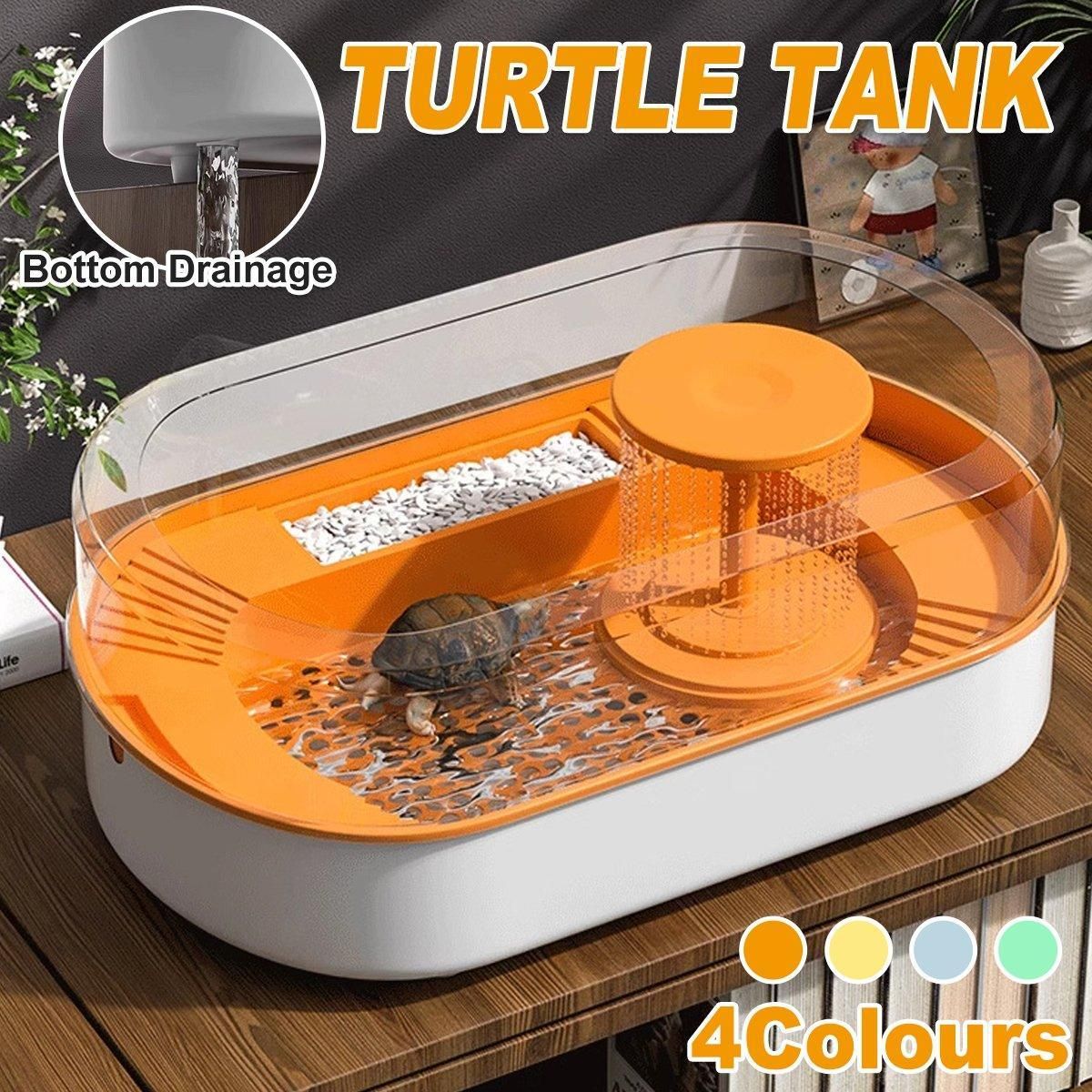Small Turtle Feeding Tank Basin Aquarium Feeding Box for Turtles Reptiles - Green — image 2