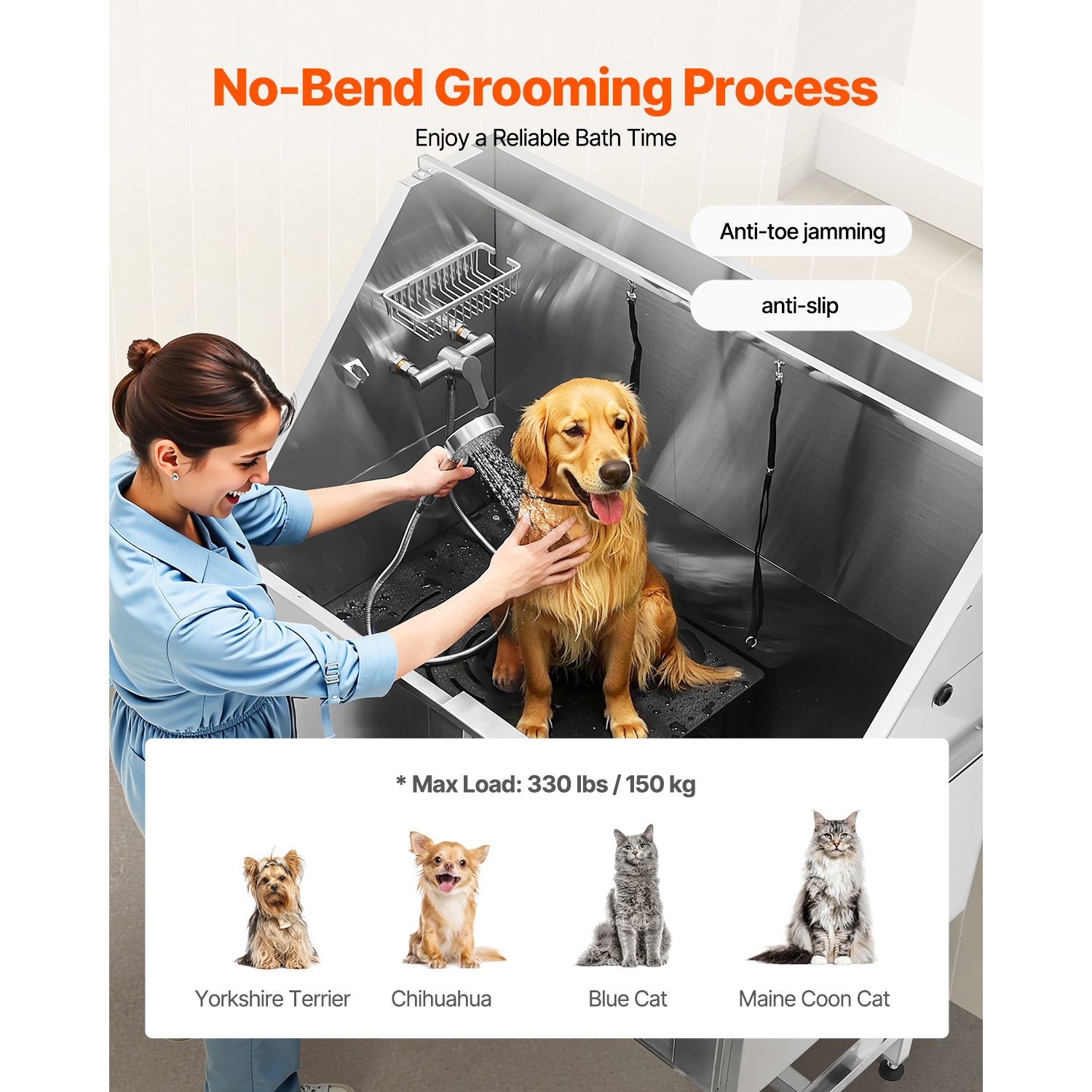 127 cm Dog Grooming Bath Tub Stainless Steel w Stairs Water Filter โ image 4