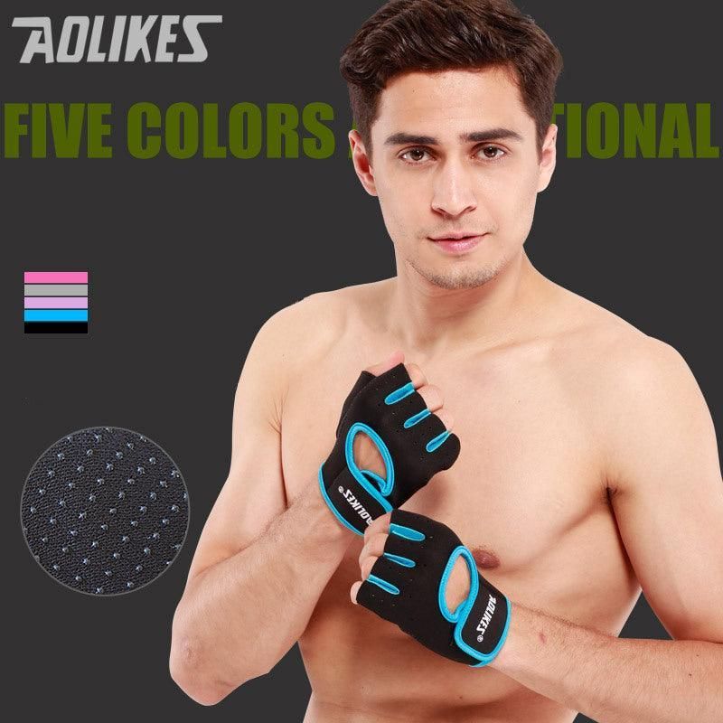 L Size Aolikes Sports Gloves Weight Lifting Exercise Training Workout Bike Riding - Black+Pink โ image 2