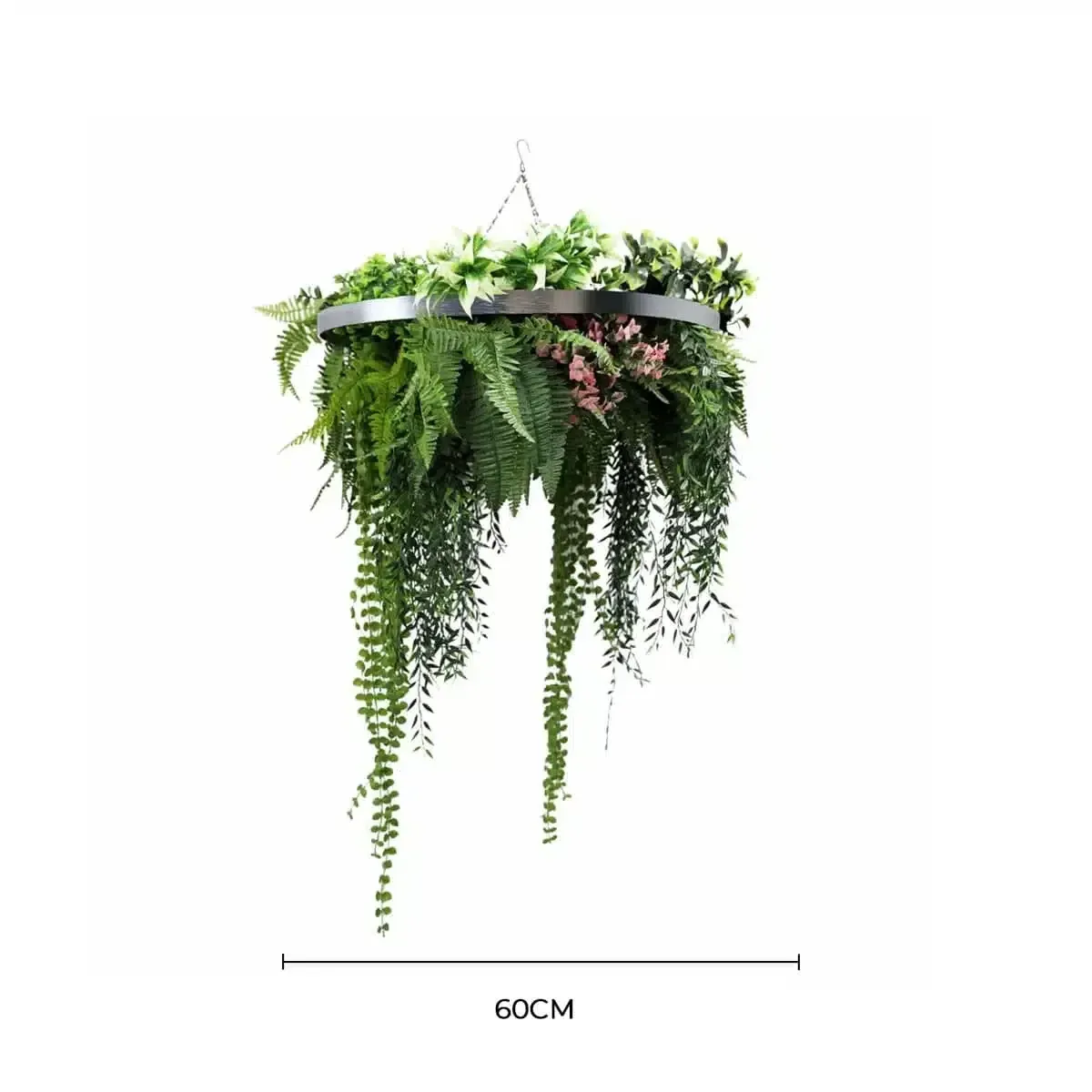 Silver Artificial Hanging Green Wall Disc 60cm UV Resistant — image 2
