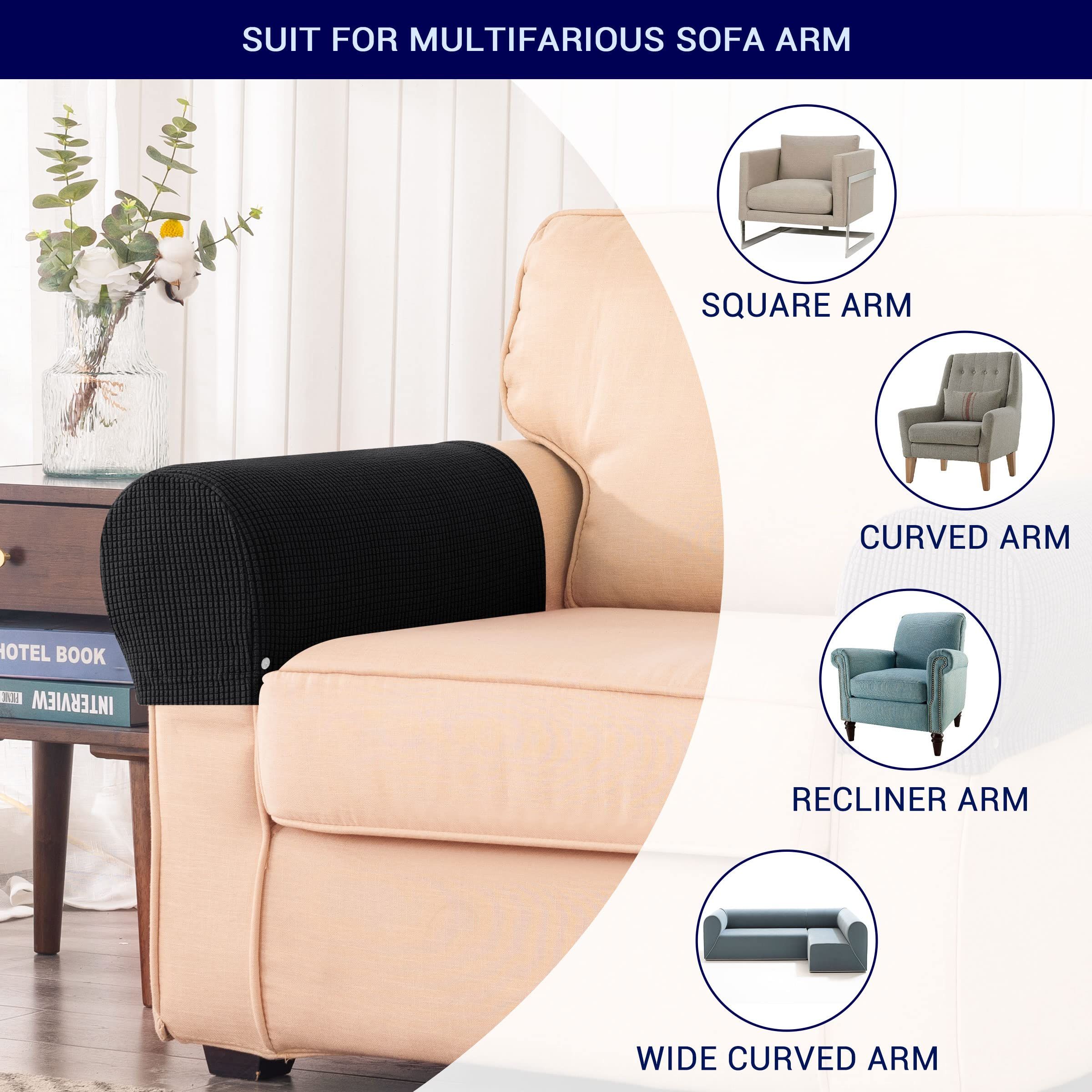 2pc Stretch Armrest Covers Spandex Arm Covers for Chairs Couch Sofa Armchair Slipcovers for Recliner Sofa with Twist Pins — image 3