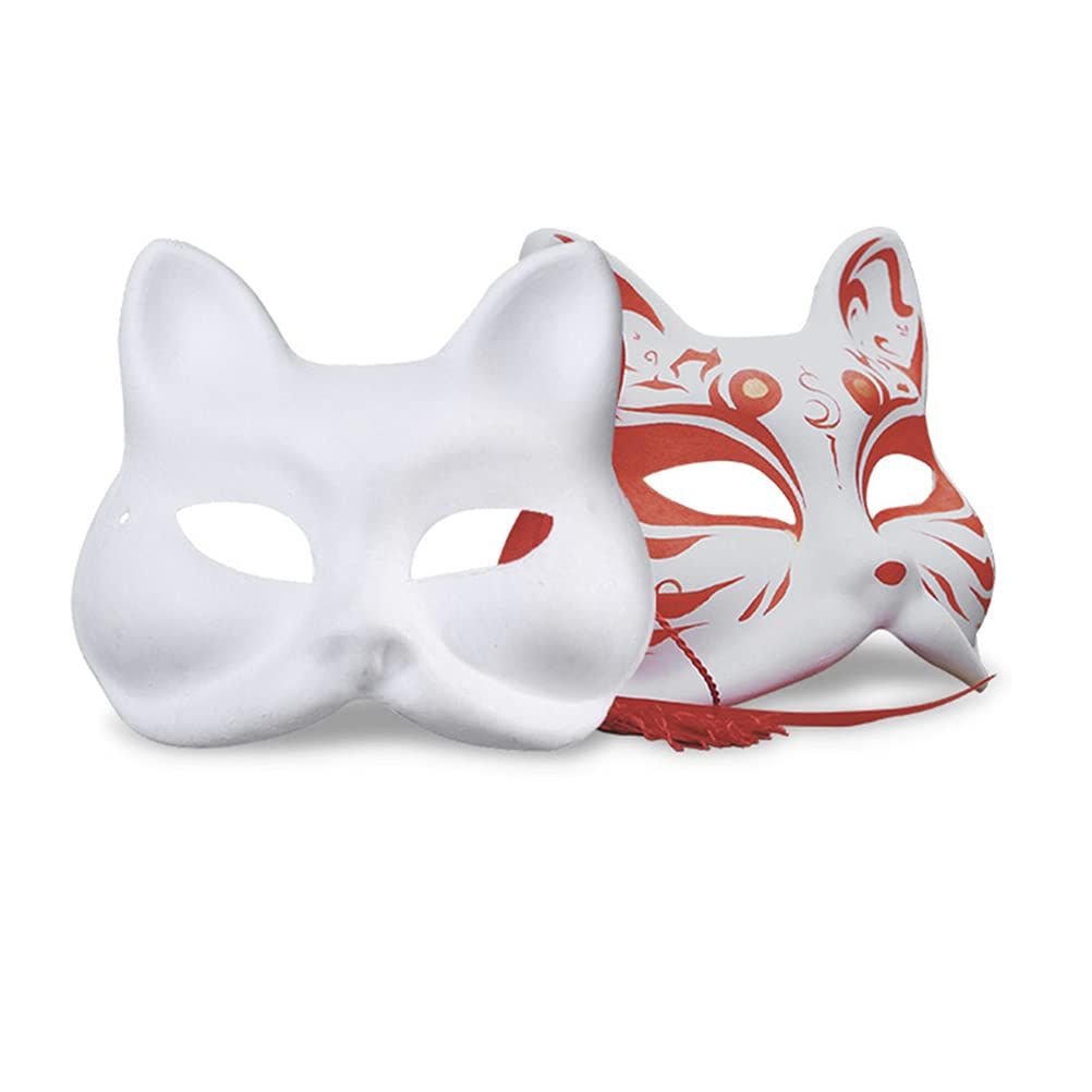 Cat Mask, 3PCS Masks White Cat Masks Blank DIY Halloween Mask Animal Half Facemasks Masquerade Cosplay Party — image 2