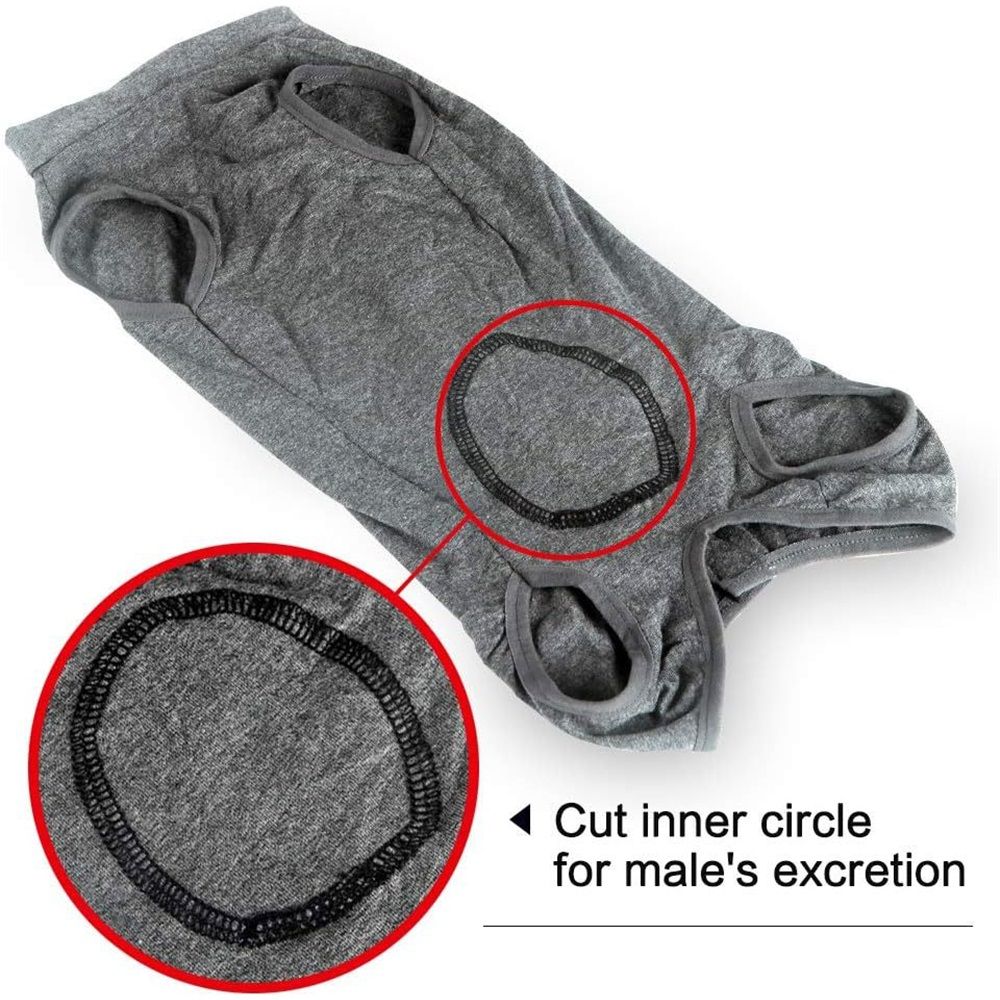 Dog Recovery Suit Abdominal Wound Puppy Surgical Clothes Post-Operative Vest Pet After Surgery Wear Substitute E-Collar & Cone (L, Grey) — image 4