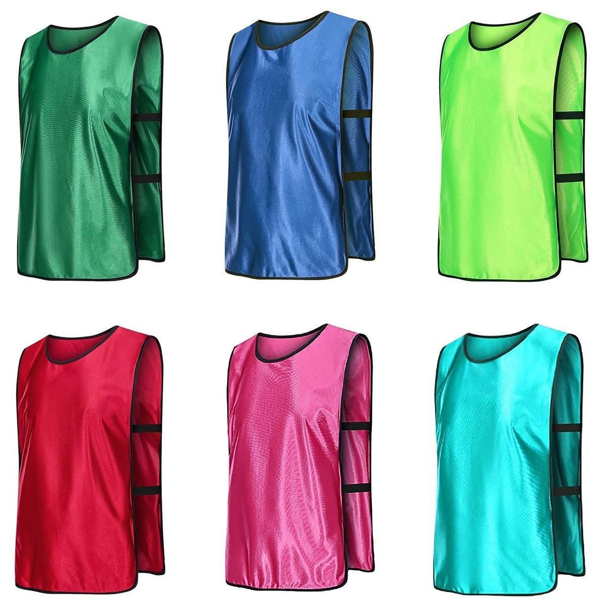 6X Sports Training Bibs Soccer Vests Group Team Bibs Basketball Cricket Football - Pink-L — image 3