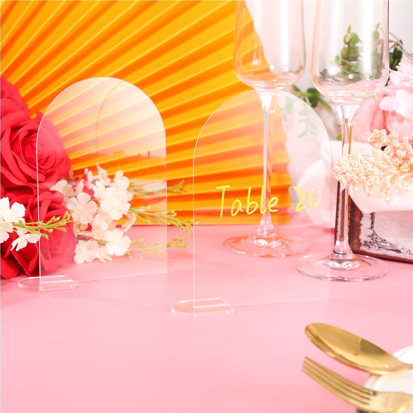 20pcs Transparent arched acrylic logo with bracket, blank arched dome acrylic board, DIY acrylic arched table size — image 4