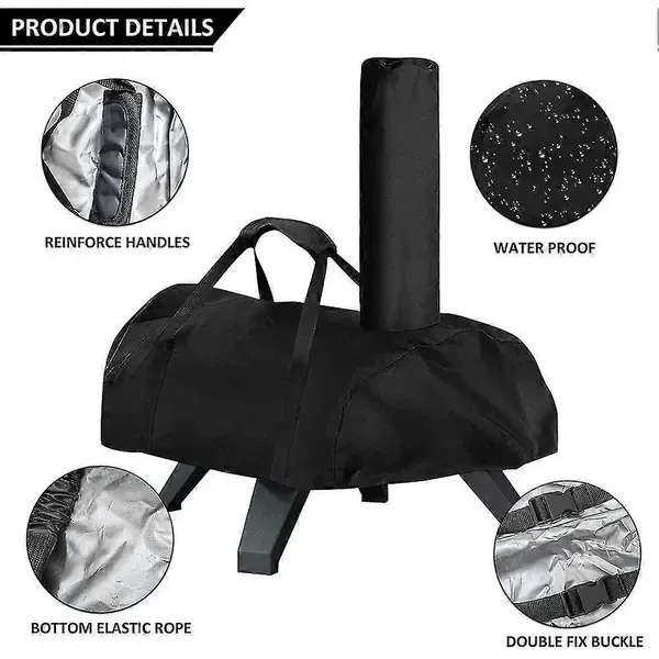 1 Piece 420D Pizza Oven Cover for Karu 12, Waterproof Dustproof UV-Resistant Outdoor Cover with Carry Handle for Patio Storage, Black — image 5