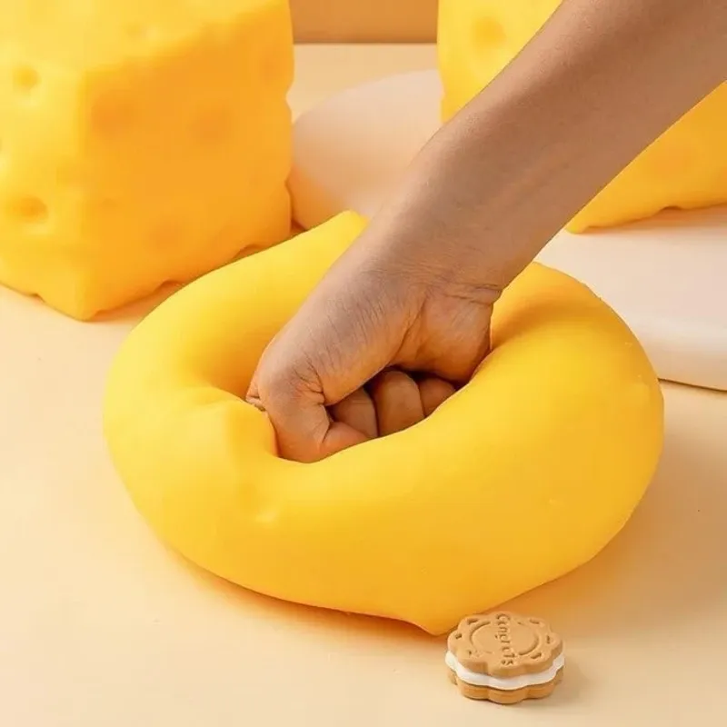 1 Oversized Cheese Stress Relief Toy – Slow-Rebound Giant Soft Cheese Squishy Ball, Kids' Party Favor, Desktop Decoration, Office Relaxation Item — image 2