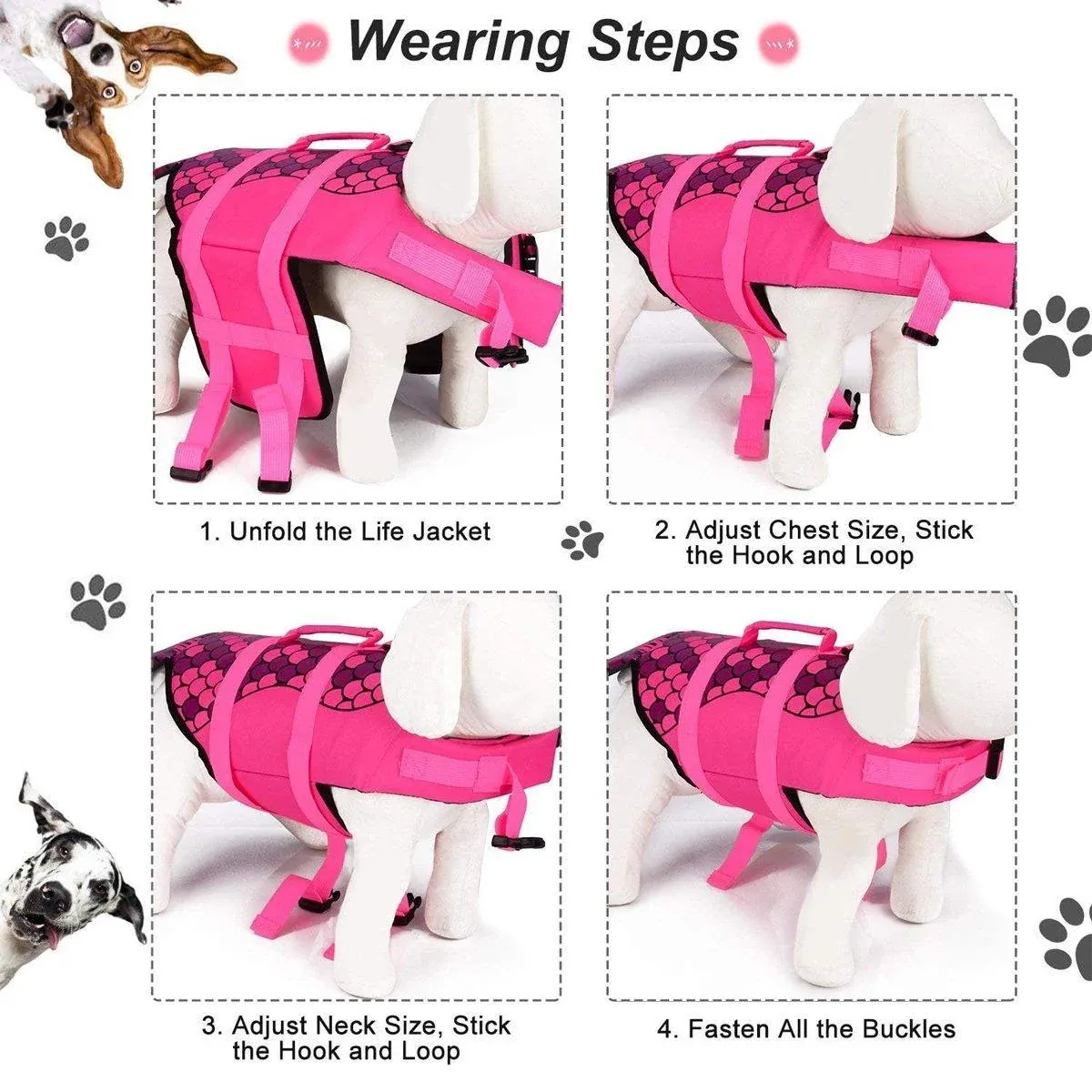 Pet Life Jacket Dog Swim Vest Outdoor Water Gear for Summer Swimming Activities - Pink L β image 5