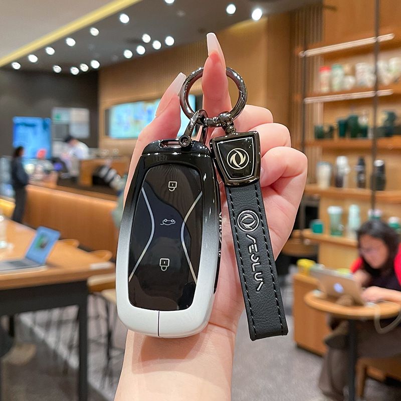 Fragrant Car Island Dongfeng Fengguang 580 Key Case Standard Option b: gradient black & white single bag + metal buckle โ image 4