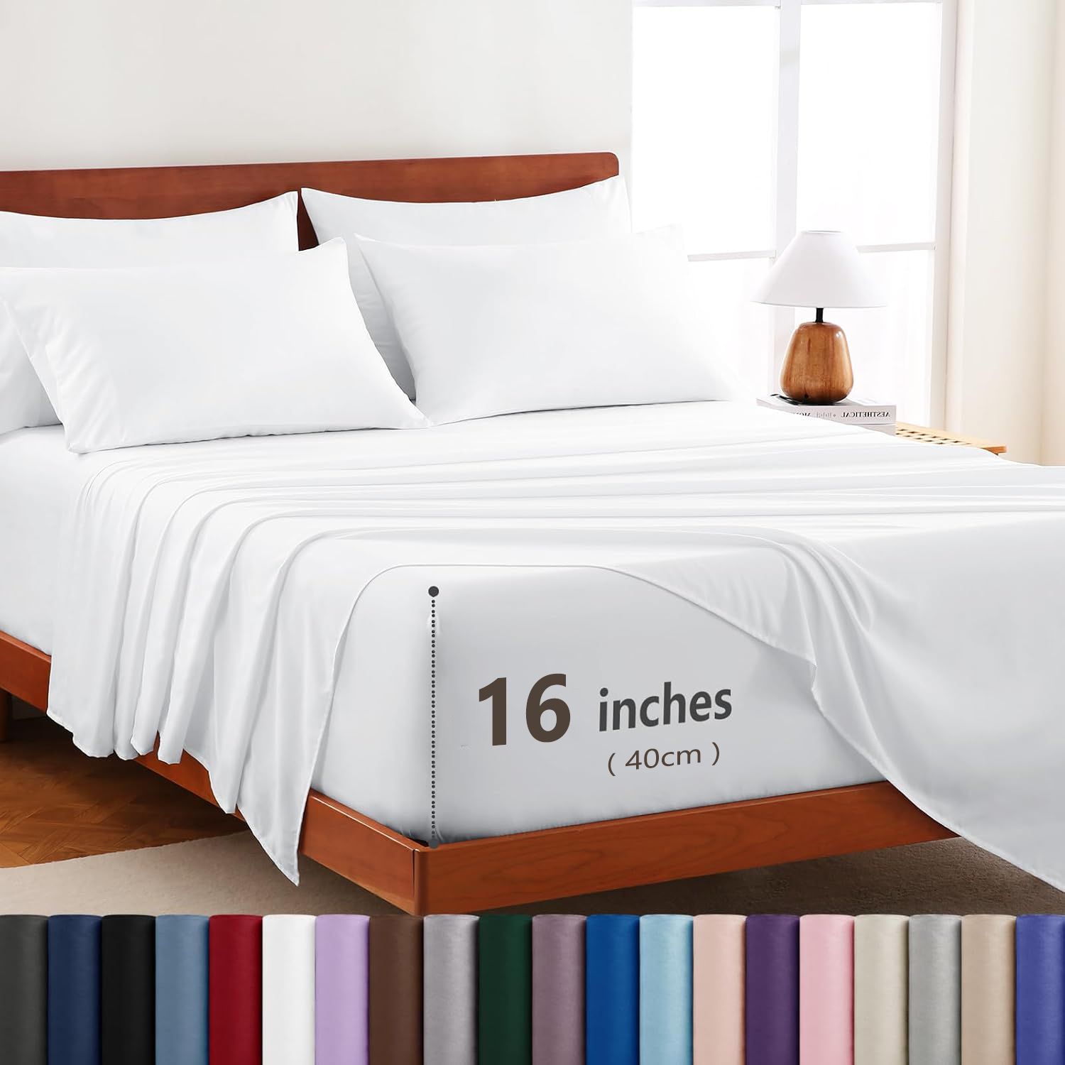 Hotel Soft Bed Sheet Set- Bedding Sheets & Pillowcases -Breathable Bedding - Wrinkle, Fade, Stain Resistant-Deep Pocket Flat Fitted Bed Sheet Set(Raw