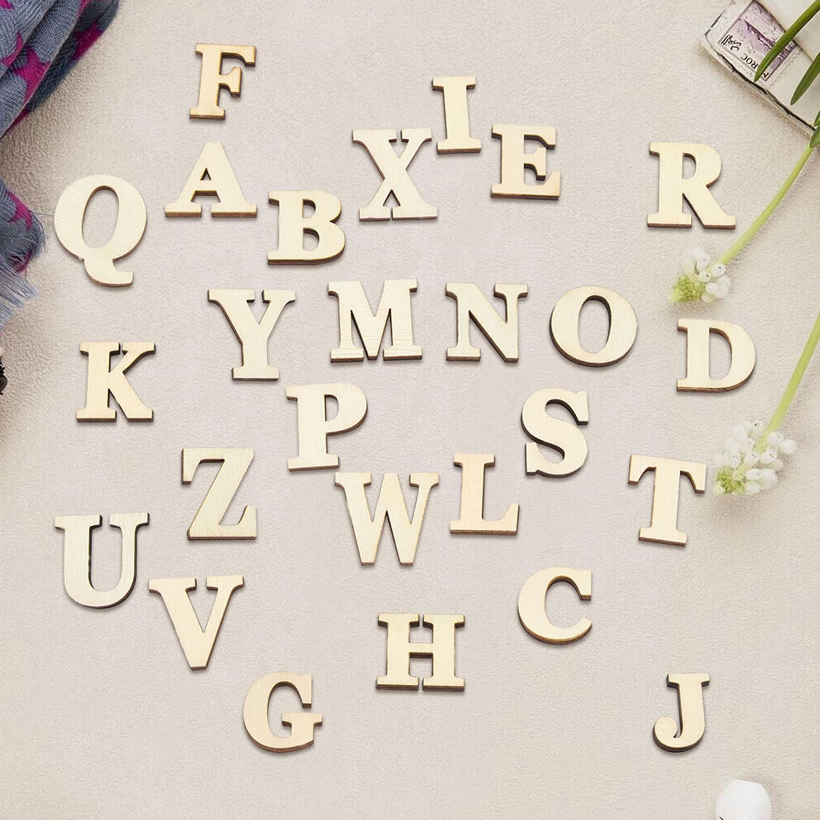 Wooden Self adhesive Numbers Letters for DIY Art Crafts Decor Children Gift (Letters A-Z) — image 4