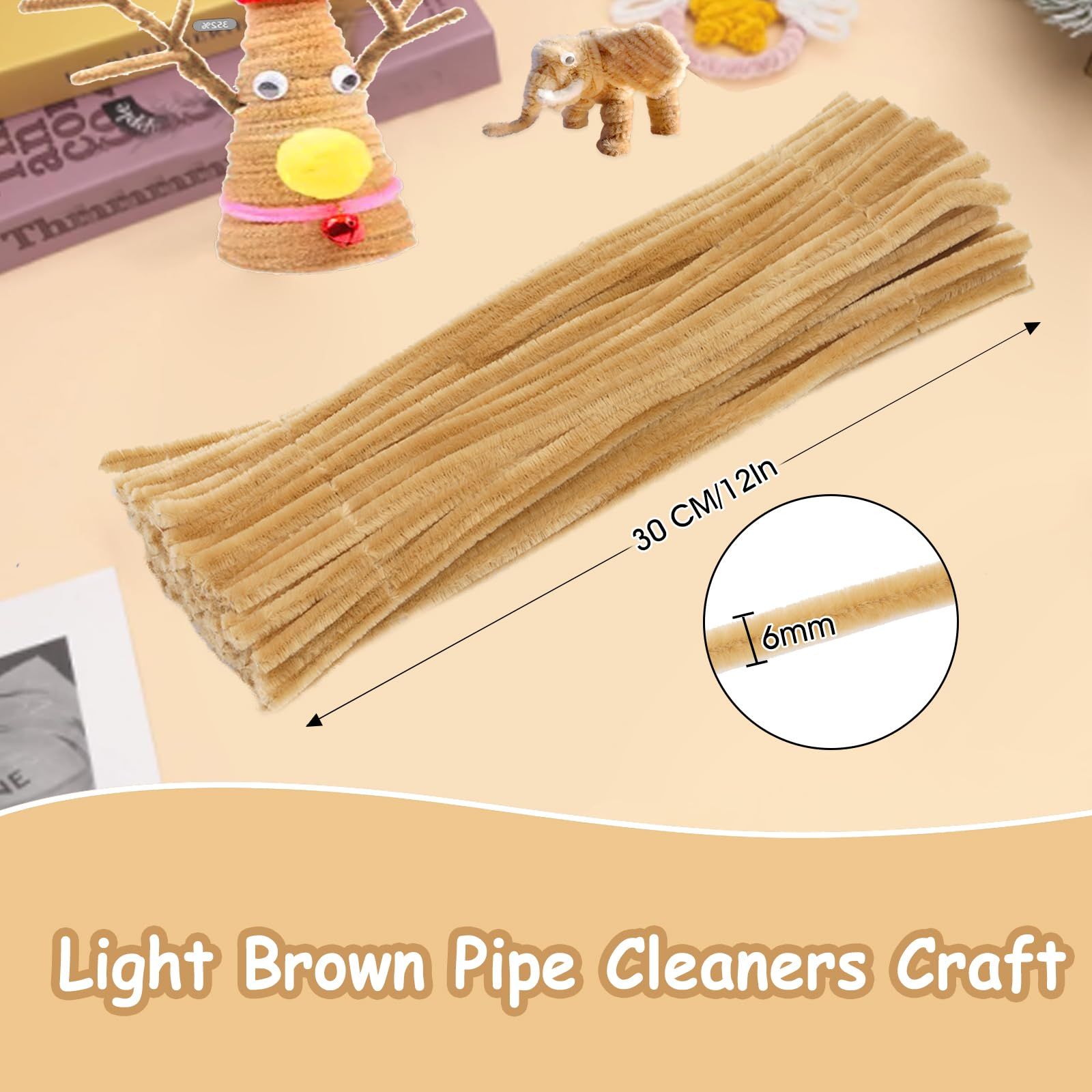200pcs Pipe Cleaners Chenille Stems for Craft, Christmas Craft Supplies for DIY Art & Creative Crafts Decorations(Apricot) — image 2