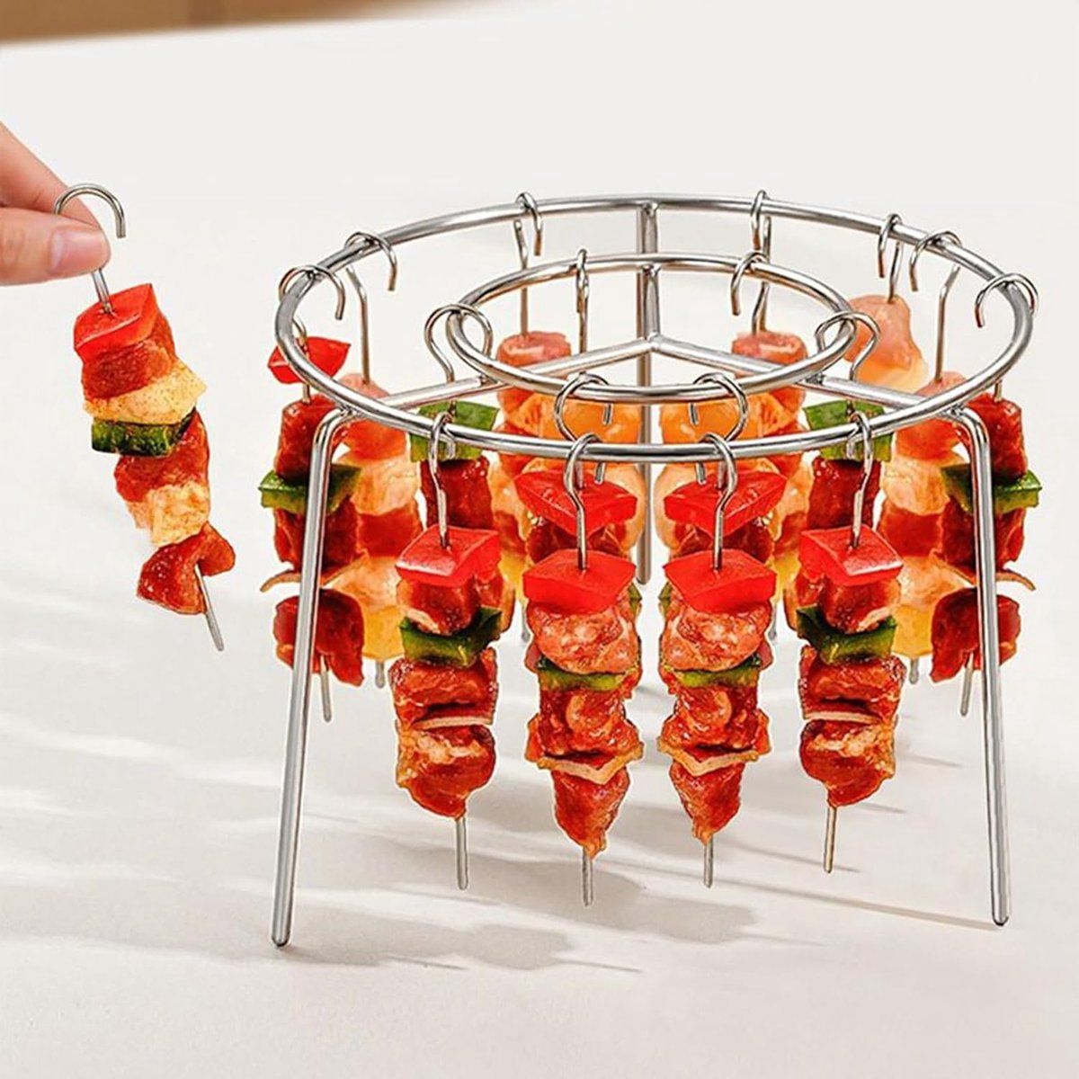 Stainless Steel Air Fryer Skewer Rack, Vertical BBQ Kebab Holder with 360 Degree Air Circulation, 16 x 10 cm for Oven Cooking โ image 3