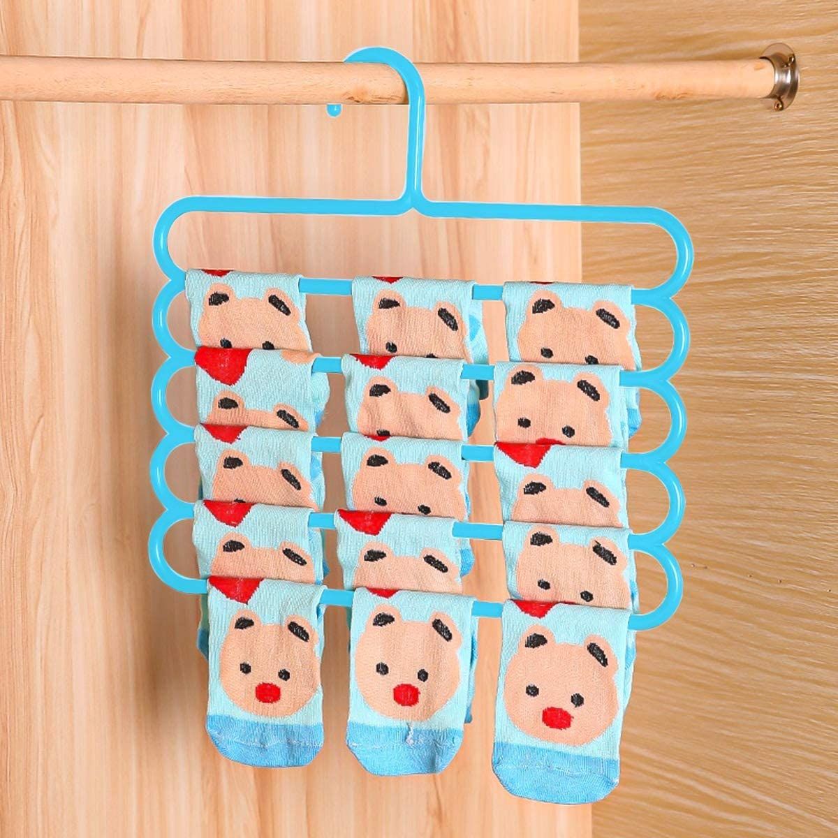 3 Pack Slip Free 5 Layers Closet Pants Organizer, Multifunctional Space Saving Cloth Hanger for Clothes Trousers Scarfs Ties — image 2