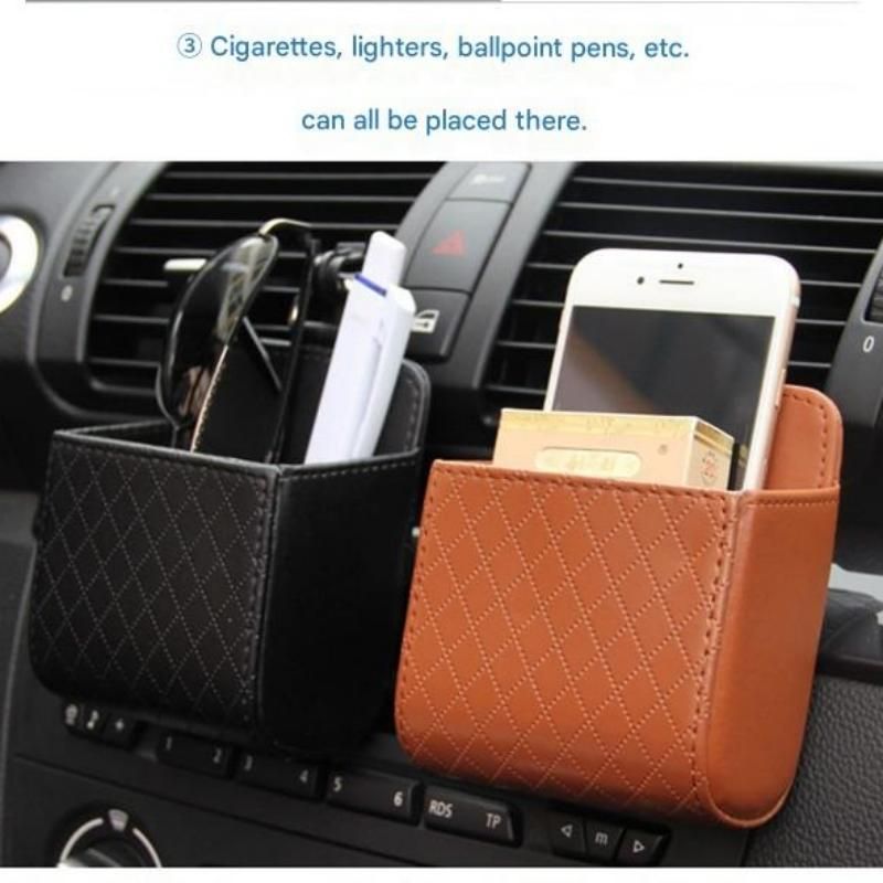 Universal Brown Car Storage Set - PU Leather Air Vent Organizer and Hanging Cup Holder for Doors and Seats - Multi-Purpose Interior Tidy for Commute and Travel โ image 5