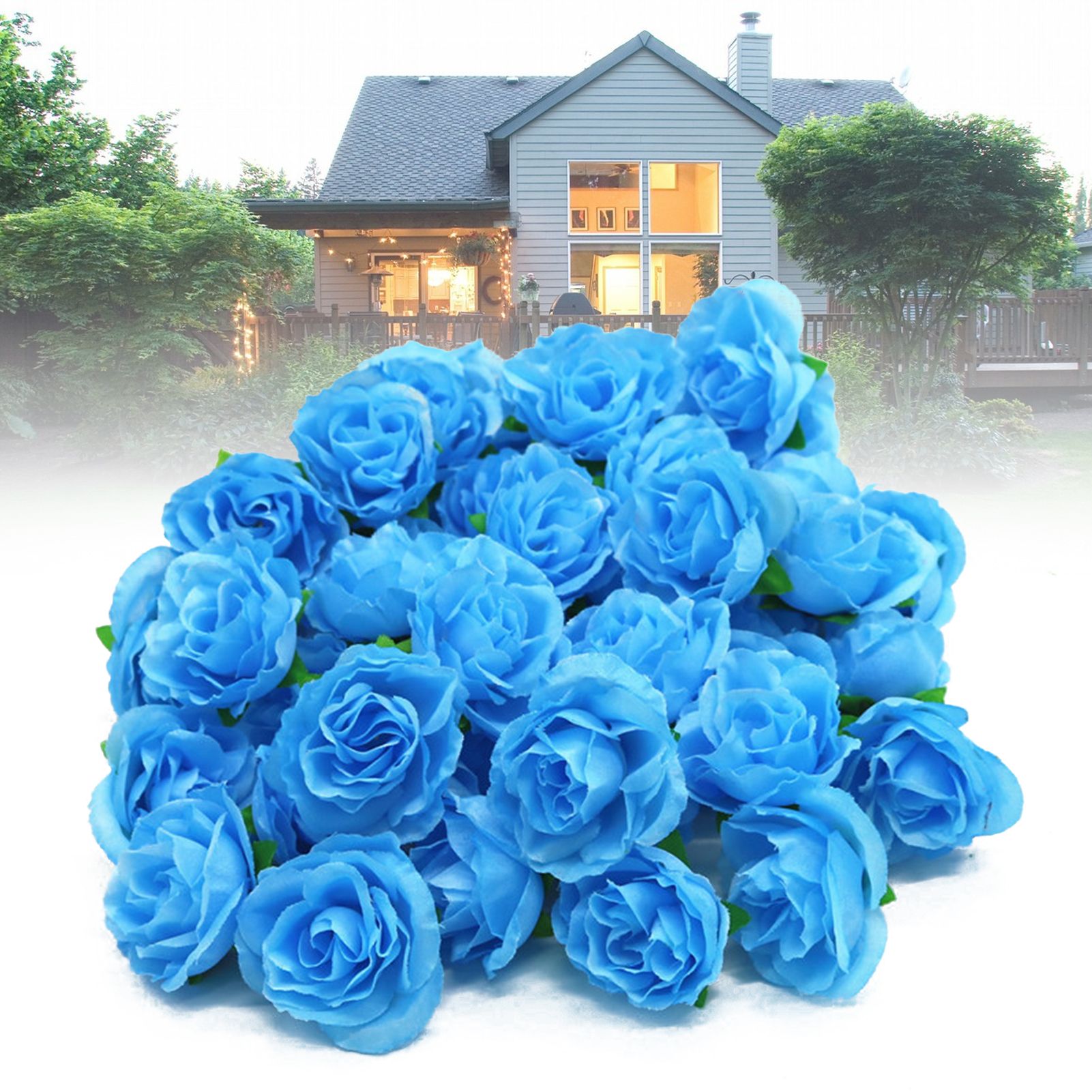 50PCS Simulation Rose Head Decorative Reusable Silk Fake Rose Flower for Wedding Party Blue โ image 5