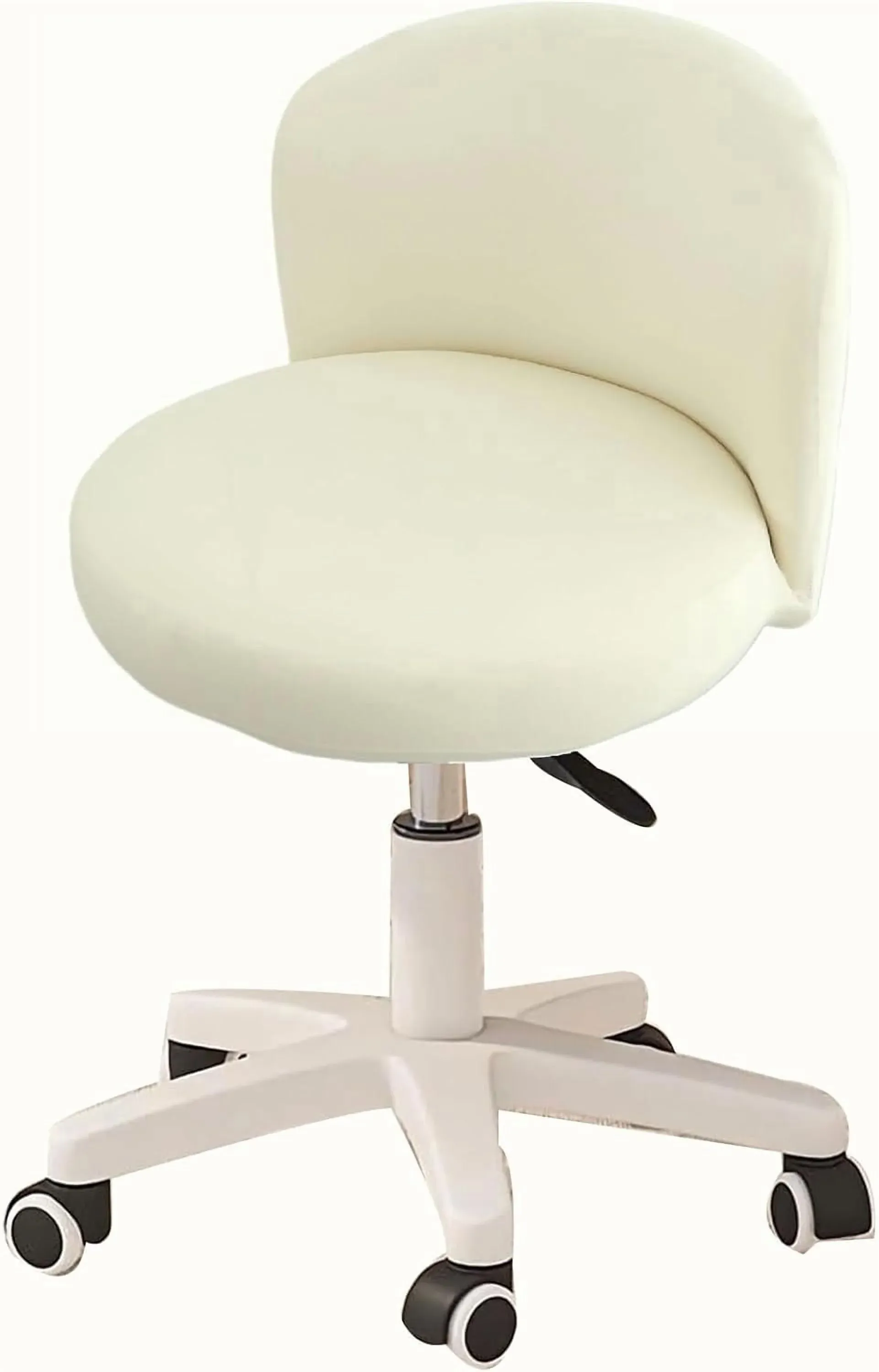 Round Back Chair Cover, Stretch Slipcover for Swivel Salon Vanity Stool, White 13-15 In