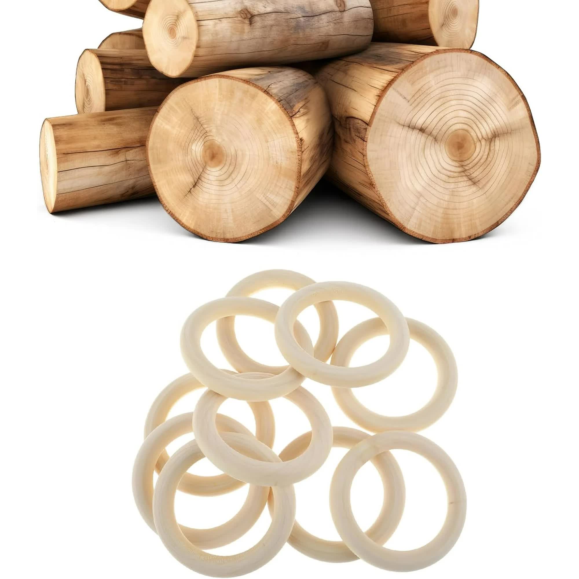 10 Pcs Unfinished Natural Wooden Rings for Crafts 70mm/3 Inch Wooden Rings Macrame Wooden Rings Without Paint for Crafts DIY Pendant Connectors Jewelry Making โ image 4