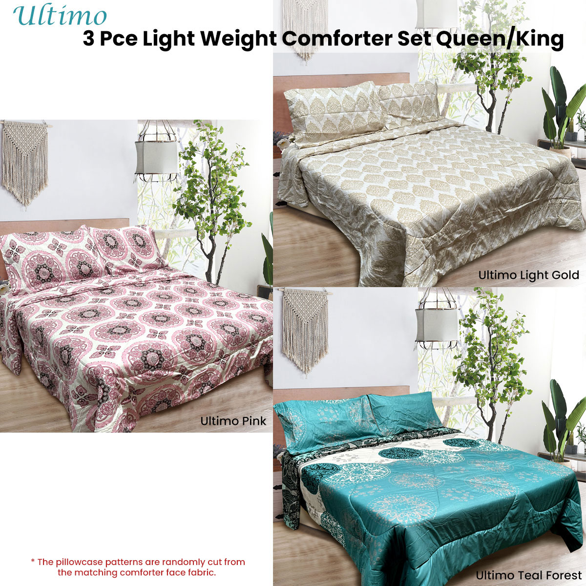 Hotel Living 3 Pce Light Weight Comforter Set Queen/King Ultimo Light Gold โ image 3