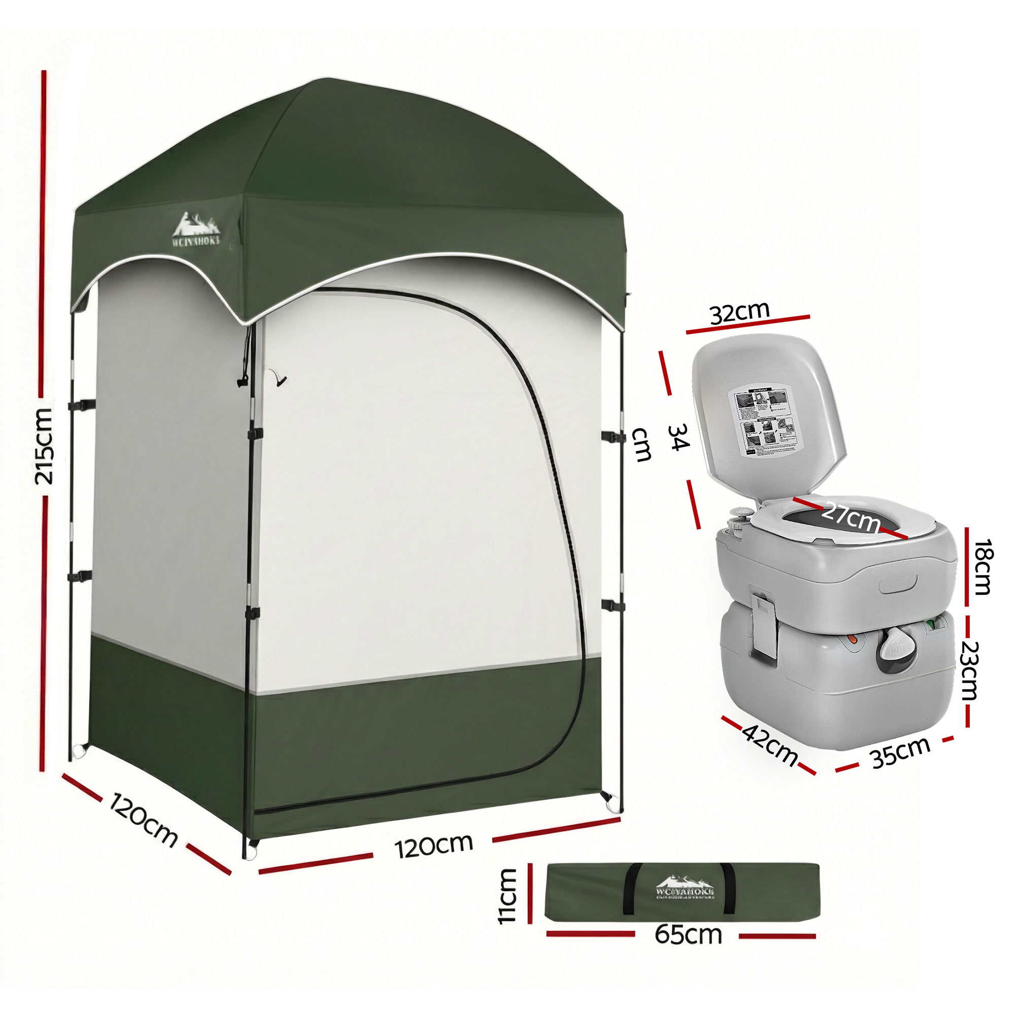 Weisshorn 22L Portable Camping Toilet Shower Tent Changing Room Outdoor Loo Set โ image 2