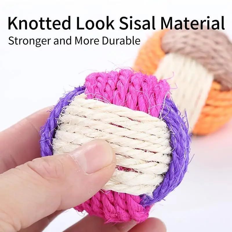 3pcs,Cat Sisal Ball Colorful Cat Ball Toy Cat Rolling Sisal Ball Toy 1pc Novelty Gift for Pets Random Color Cat Toys Pet Toy — image 4