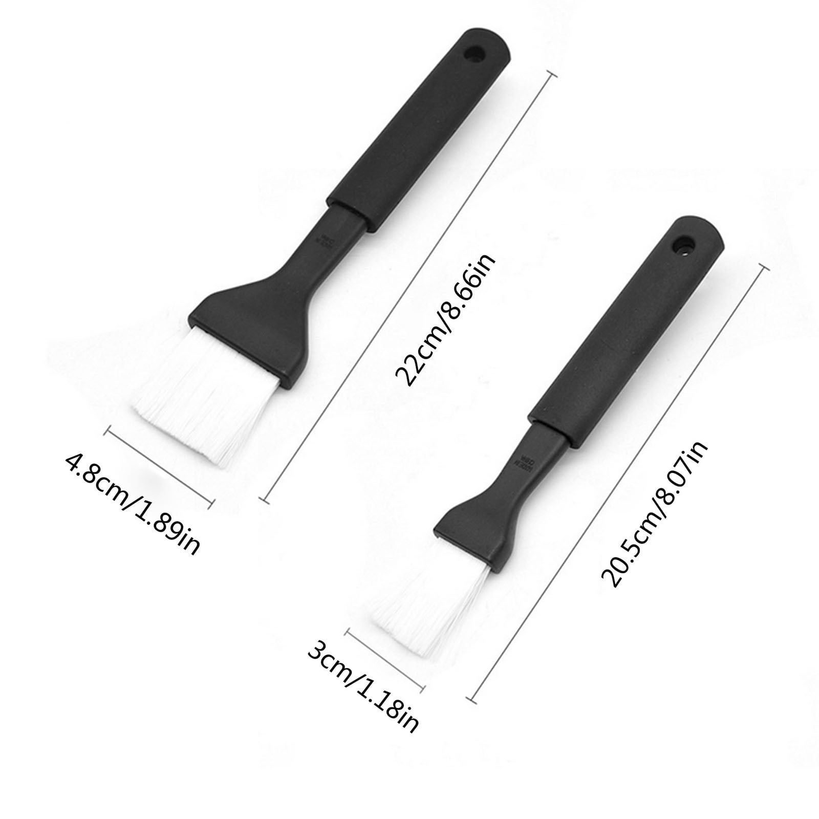 Nylon Bristle Pastry Brush Set, Basting Brush for Cooking, Comfortable Grip for Basting, Baking, Bbq, Roasting, Dishwasher Safe (2 pcs) 8.66 × 1.89" & 8.07 × — image 2
