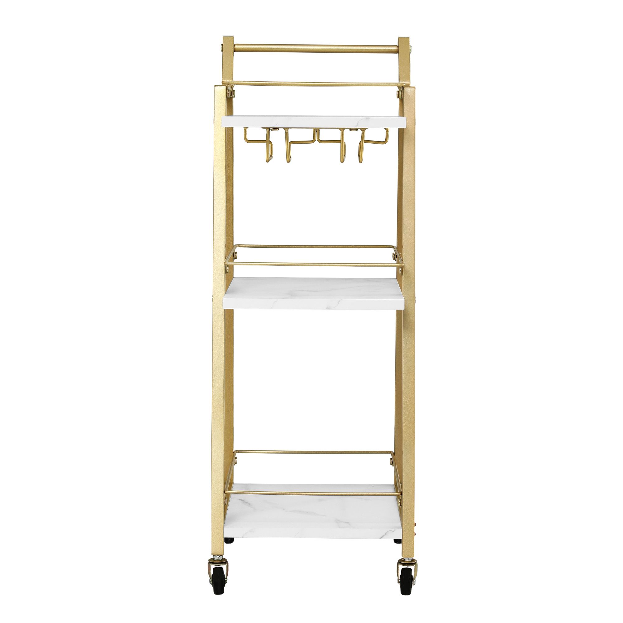 Artiss Bar Cart Trolley Kitchen Island Serving Wine Glass Holder Marble 41cm โ image 4