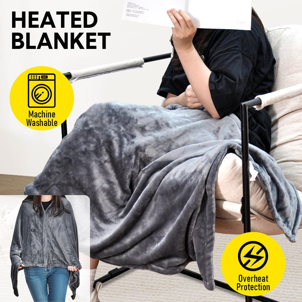 Electric Heated Blanket Washable 10W Heated Soft Thermal Zipper Shawl Wraps USB Charging Winter Heating Wraps Pad with 3 Level Temperature Setting — image 2