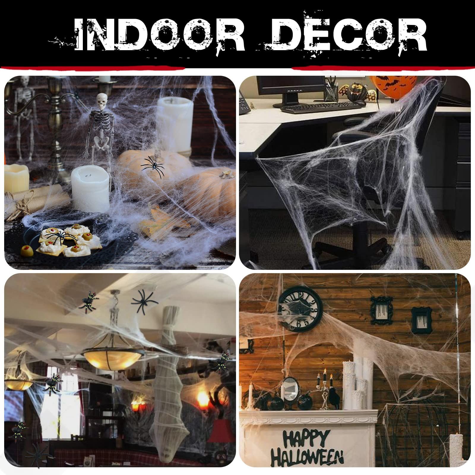 Spider Webs Halloween Decorations Bonus with 40 Fake Spiders, Super Stretch Cobwebs for Halloween Indoor and Outdoor โ image 4
