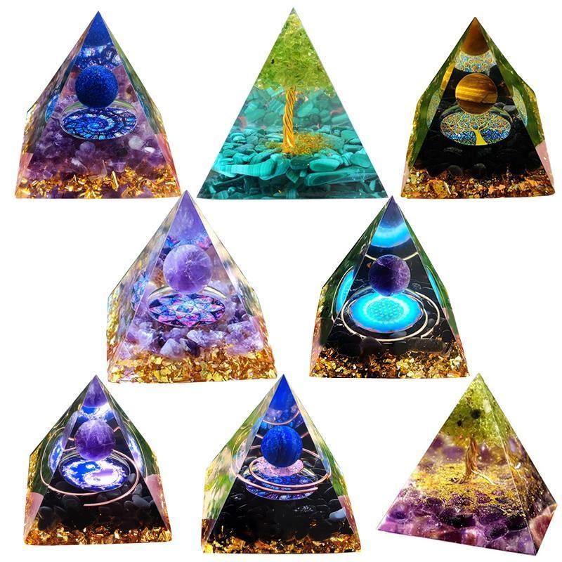 Amethyst Crystal Sphere Orgonite Pyramidamp Obsidians - Blue ring(60mmx60mm) — image 3