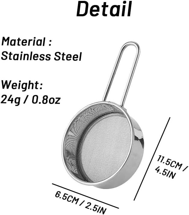 2 Pack Powdered Sifter for Sugar- Flour Sifter Mini Small Drainer for Baking, Powder, Sugar and Coffee Pastas Tea Strainer (Silver) — image 5
