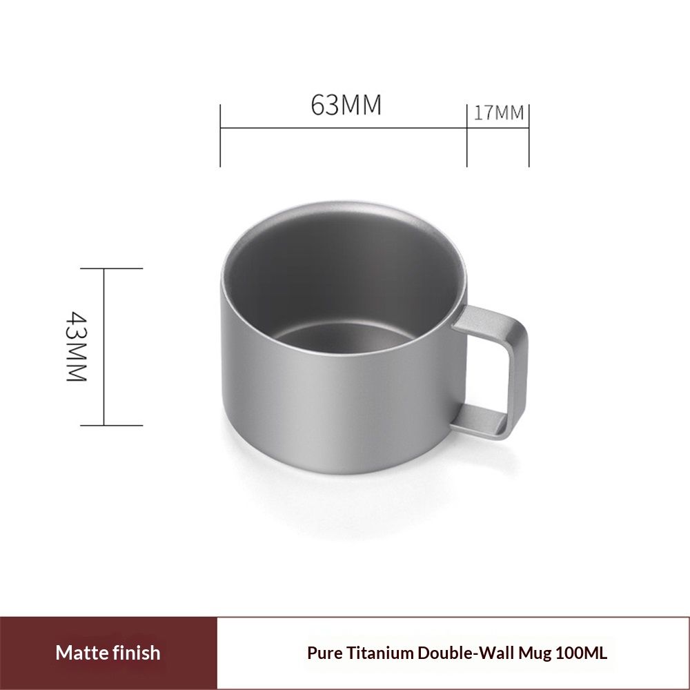 Titanium Double Wall Stacking Mug, Titanium Mug for Camping & Outdoors, Heat-Resistant Handle (100ML) β image 5