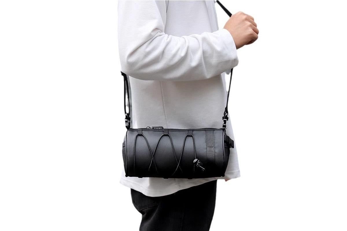 Bike Handlebar Bag Front Bike Bags Handlebar Storage Pouch Pack with Shoulder Strap - Black โ image 3