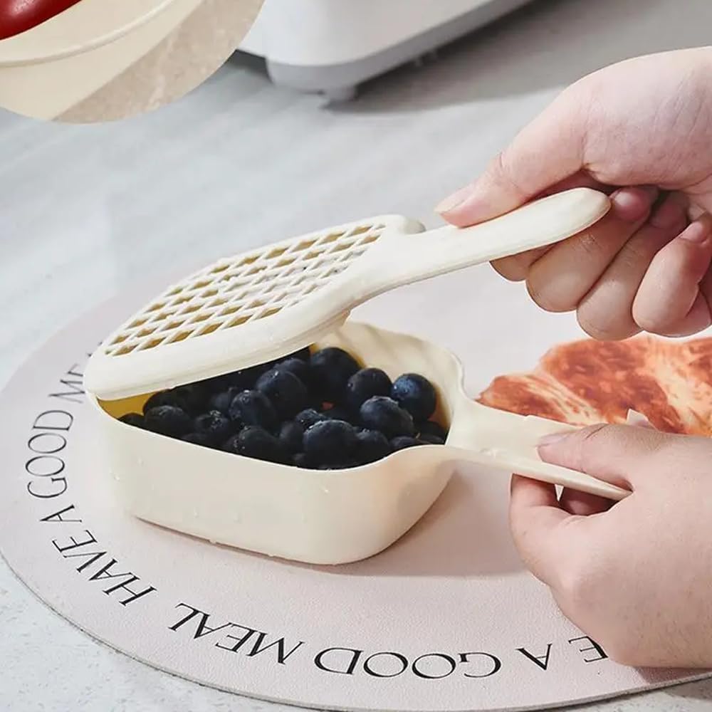 2-in-1 Sink Strainer Colander 2-in-1 Sink & Strainer Handy Shake and Drain System for Vegetables Fruit & Salad Large Capacity Yellow β image 2