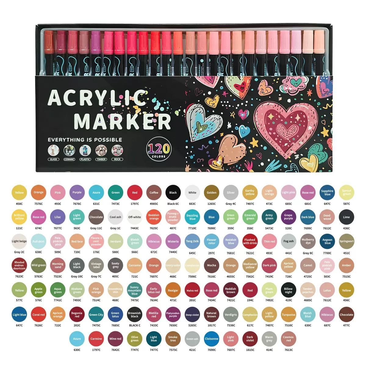 Double-Headed Acrylic Markers Art Marker Set Sketch Pens Permanent Markers - Multi-color - Size 48 colors — image 5