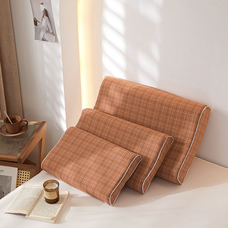Mengxuan Cotton Pillowcase 4060 Gree coffee Latex cotton pillowcase 44*27 (one pair)