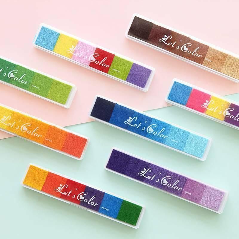 Gradient Color Ink Pad Inkpad Rubber Stamp Water Based Diy Finger Print 10 Colours - S2 Blue — image 3